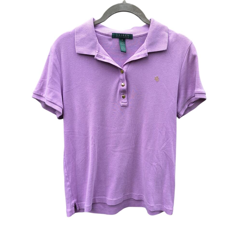 Lauren ralph lauren green label RLL soft cotton gold button polo collared tee